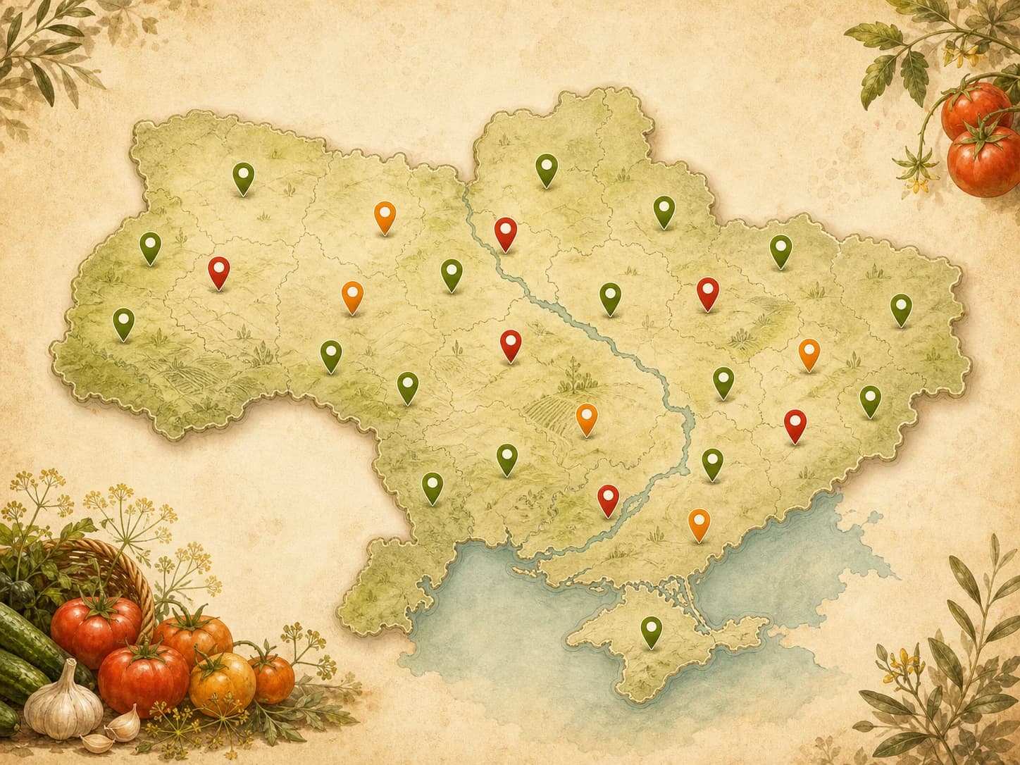 Карта Украины с точками продаж